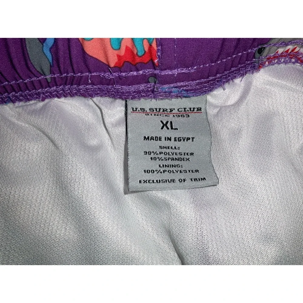 NWT Men's U.S. Surf Club Oahu, Hawaii Shark Donut Floaty Purple Swim Trunks - XL - Picture 6 of 6